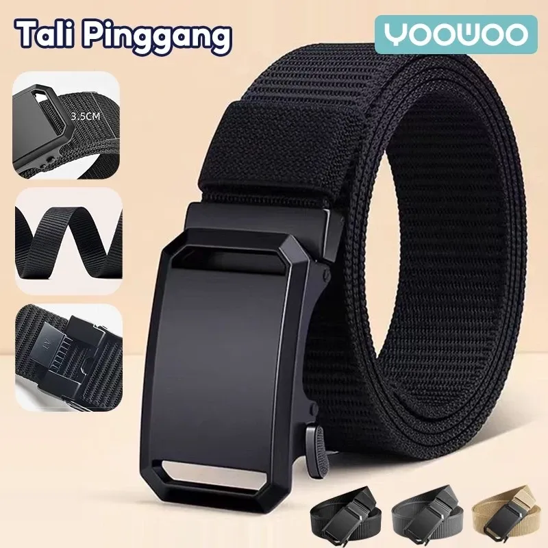 YooWoo Ikat Pinggang Kanvas Pria Wanita / Ikat Pinggang Metal / Sabuk Pria / Gesper Kasual Unisex Bahan Metal Untuk Harian