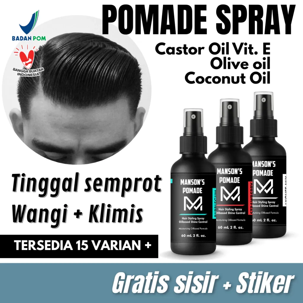 MANSON'S POMADE SPRAY 60mL | Original Manson's 100% | Pomade Spray Semprot Grosir | Bukan waterbased tapi Oilbased