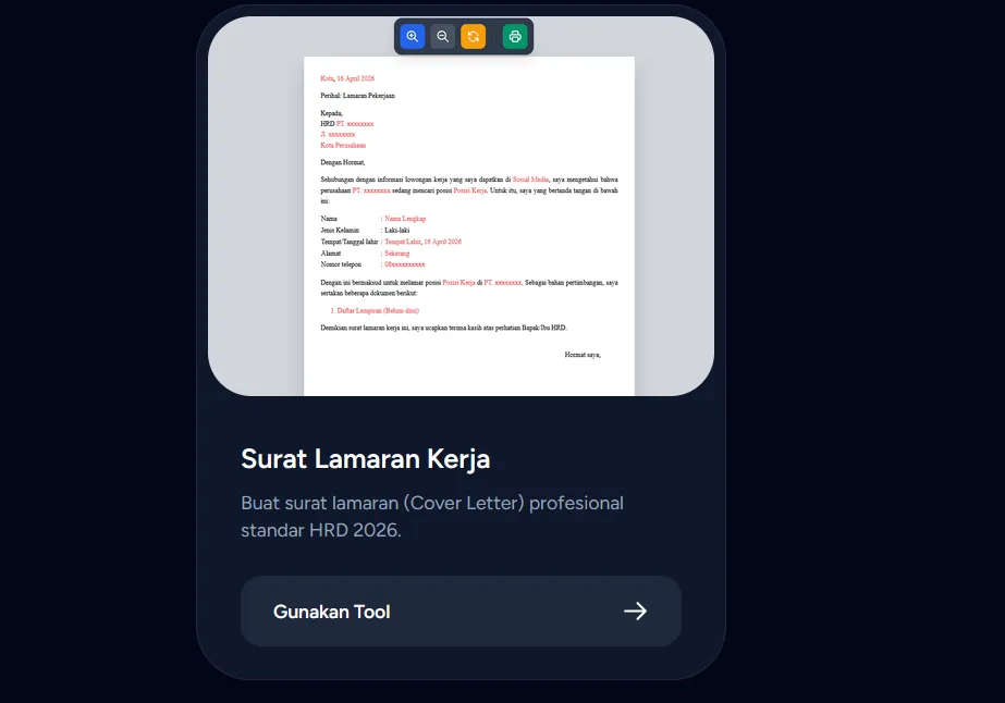 Buat Surat Lamaran Kerja Online Gratis Otomatis – Isi Data, Langsung Jadi PDF