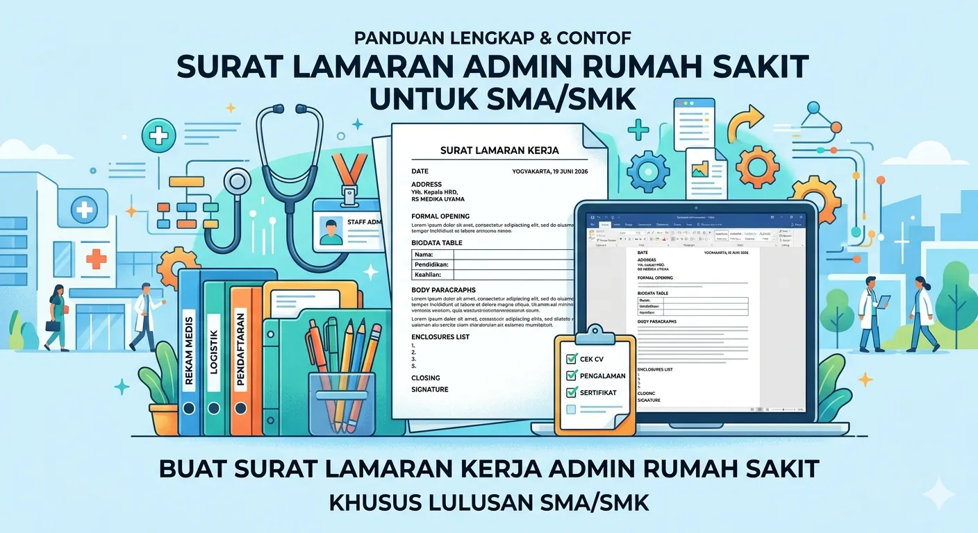 Surat Lamaran Kerja di Rumah Sakit Bagian Administrasi Lulusan SMA/SMK