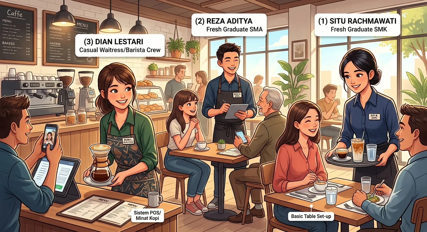 Contoh CV Waitress Fresh Graduate Tanpa Pengalaman (Bisa untuk SMA/SMK)